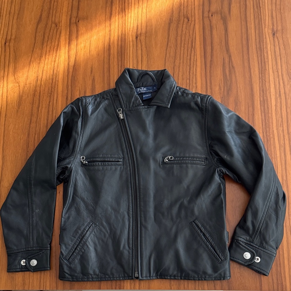 Polo by Ralph Lauren Kids Black Leather Jacket, size 7